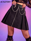 Zipper Detail Pleated Skirt