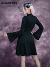 Lace Yoke Grommet Lace Up Waist Dress Without Belt